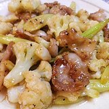 カリフラワーとセロリの豚肉オイスターソース炒め